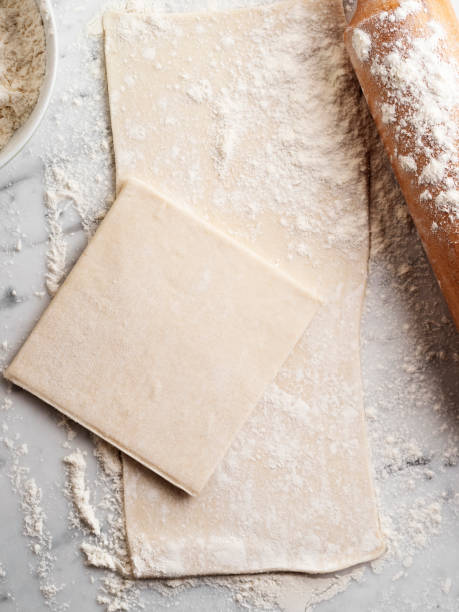 istock Raw puff pastry on white background,Rolled puff pastry, puff pastry dough,Background puff pastry, 1165528402