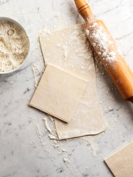 istock Raw puff pastry on white background,Rolled puff pastry, puff pastry dough,Background puff pastry, 1165528492