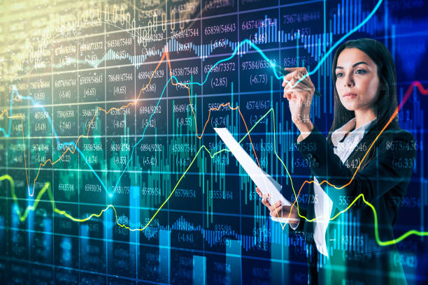 istock Attractive businesswoman with forex chart 1165529468