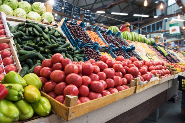 istock Vegetable farmer market counter 1165531571