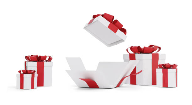 istock presents for Christmas with opened christmas present isolated on white 3d-illustration 1165531850