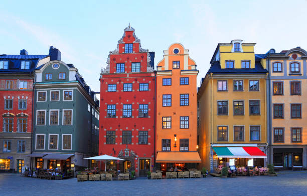 Traditional colorful houses in Old Town of Stockholm (Gamla Stan) Traditional colorful houses in Old Town of Stockholm (Gamla Stan), Sweden stortorget stock pictures, royalty-free photos & images