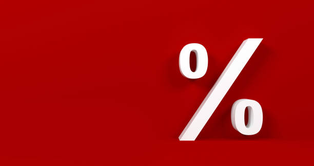 istock Percentage symbol isolated on red background. 1165543163