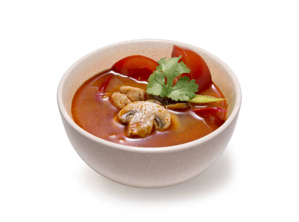 istock chicken soup with mushrooms and vegetables Isolated on a white background 1165549927