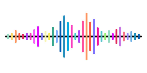 ilustrações de stock, clip art, desenhos animados e ícones de colorful sound wave vector background - spectrum rainbow backgrounds disco