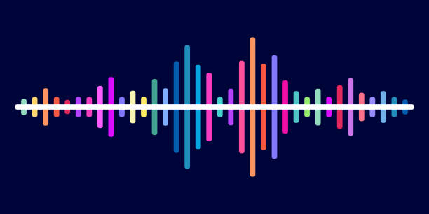 illustrazioni stock, clip art, cartoni animati e icone di tendenza di sfondo vettoriale dell'onda sonora colorato - sound wave sound mixer frequency wave pattern