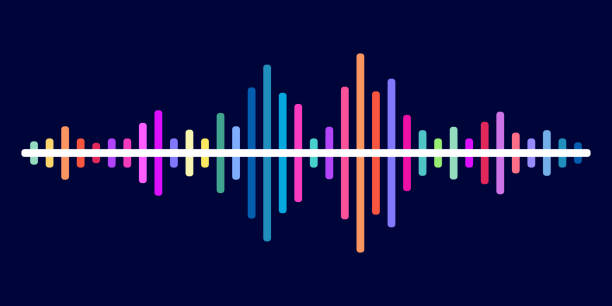 ilustrações de stock, clip art, desenhos animados e ícones de colorful sound wave vector background - spectrum rainbow backgrounds disco