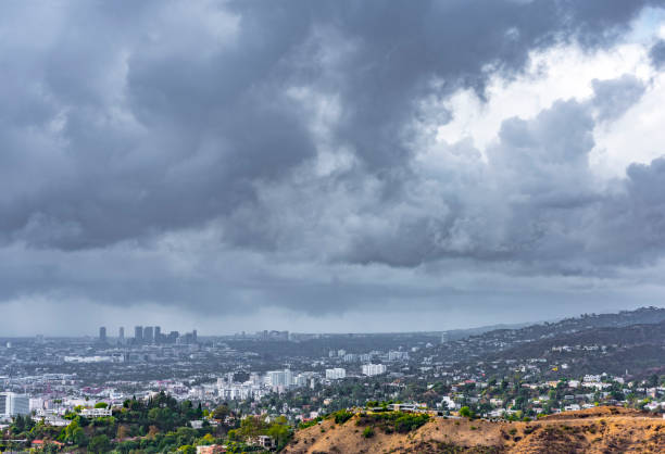 City of Hollywood under storm clouds