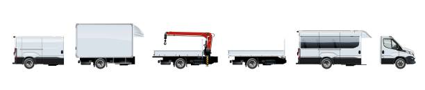 흰색 배경에서 격리된 벡터 트럭 템플릿 - vehicle trailer stock illustrations