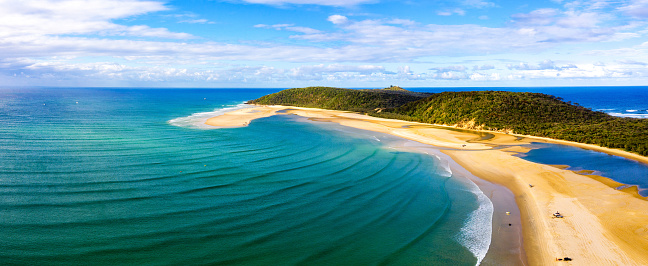 Panorama of Double Island point on the Queensland coast, Australia