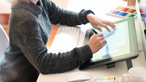 istock Graphic designer woman working on creative office with create graphic on computer. 1165558468