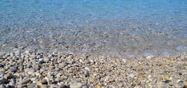 istock Abstract beach background texture with pebbles, sands and sea water in bodrum turkey 1165566449