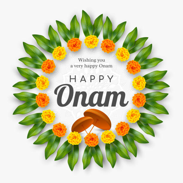 ilustrações de stock, clip art, desenhos animados e ícones de onam festival background for south india. - ceremonial dancing