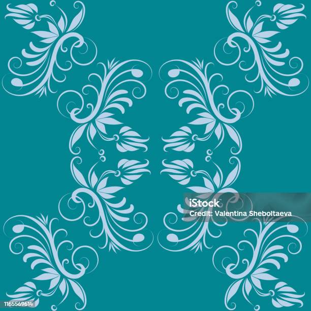 Turqiouse Pattern Simple Vector Seamless Floral Monochrome Pattern On Turquoise Background Stock ...