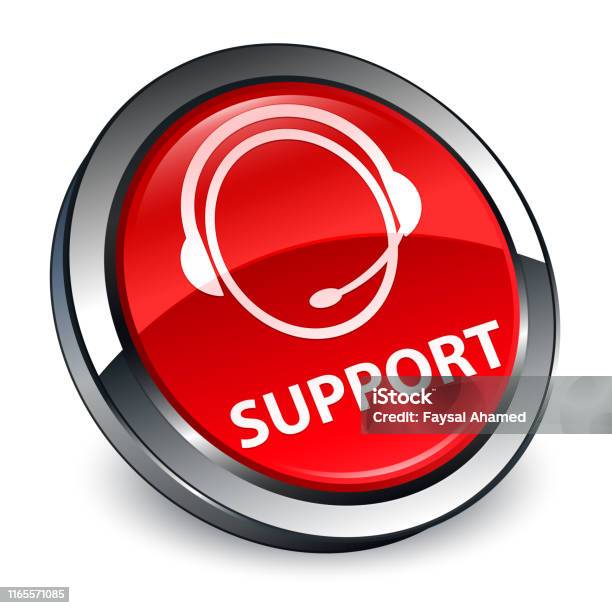 Support Buttonm Support 3d Red Round Button Stock Illustration - Download Image Now ...