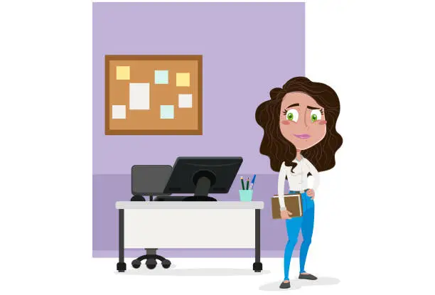 Vector illustration of Working in the company office