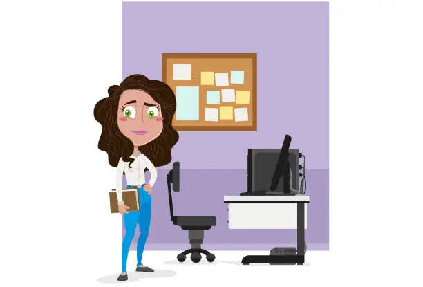 Vector illustration of Working in the company office