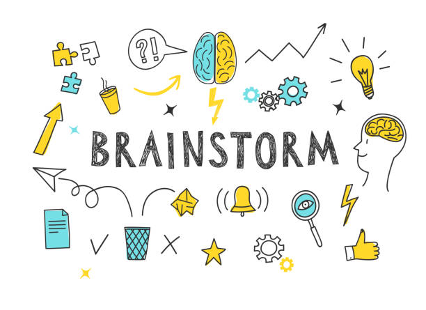 ilustrații de stoc cu brainstorming doodle elemente set mare. - brainstorming