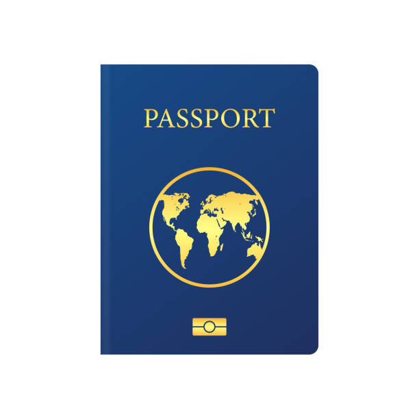 istock Vector international passport cover template. Blue passport on white background. 1165573683