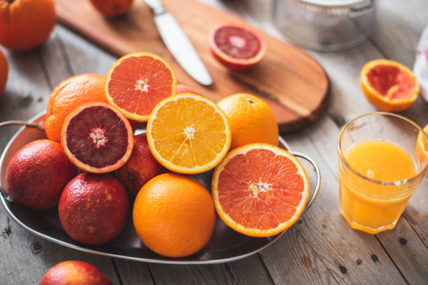 istock A variety of oranges on a metal tray 1165573802