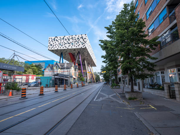 OCAD University - Toronto, Ontario Toronto, Ontario, Canada - July 28, 2019:  OCAD (Ontario College of Art) University in Downtown Toronto, Ontario is dedicated to teaching design, art and media related studies.  This is a view of their main facility located on McCaul Street. ocad stock pictures, royalty-free photos & images
