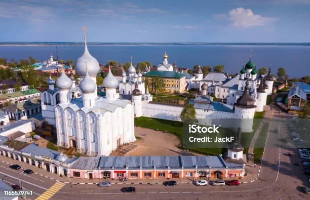 Aerial View Of District Of Rostovondon On Riverside With Church Stock Photo - Download Image Now
