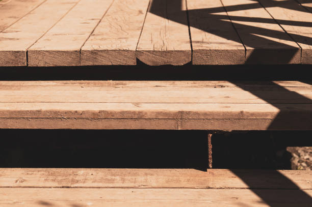 istock Wooden planked ladder. wood background 1165581899