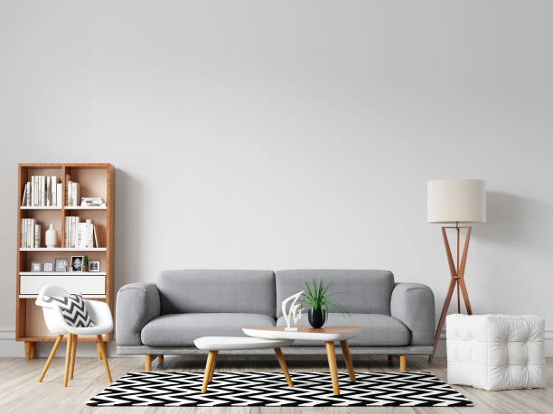 Interior Living Room Wall Mock Up Background