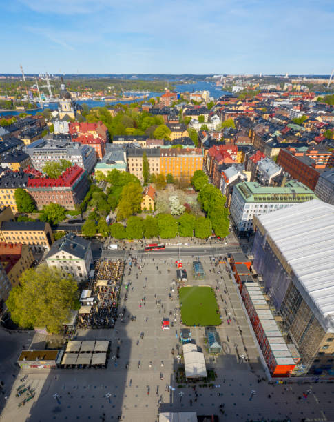 istock Flying over central Stockholm, near Medborgarplatsen, Gotgatan, Sodermalm 1165586544
