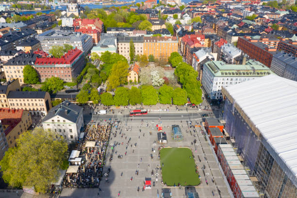 istock Flying over central Stockholm, near Medborgarplatsen, Gotgatan, Sodermalm 1165586731