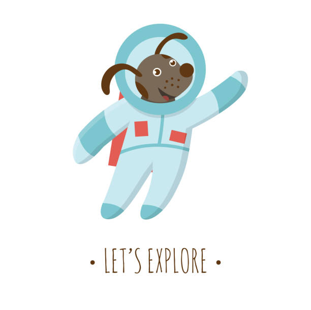 istock Vector astronaut dog illustration for children. Bright and cute flat picture of smiling animal cosmonaut isolated on white background. Space exploration concept. 1165586838