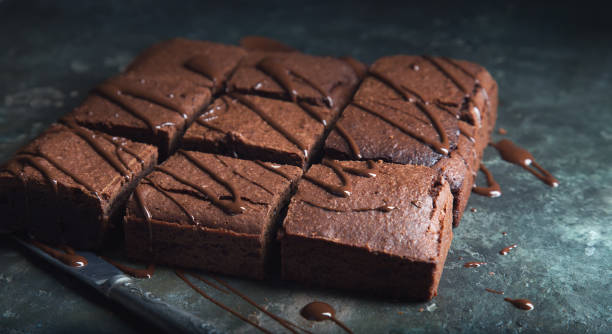 istock Brownie cake dessert. Dark sponge cake with cocoa. 1165587516