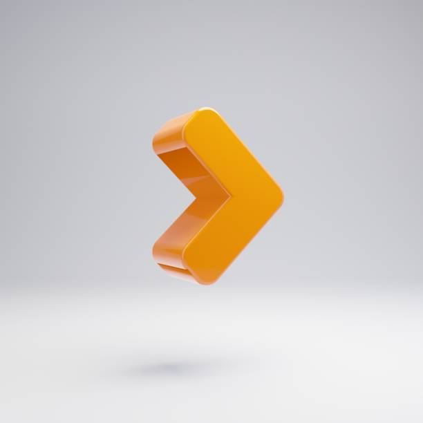 istock Volumetric glossy hot orange Angle Right icon isolated on white background. 1165589223