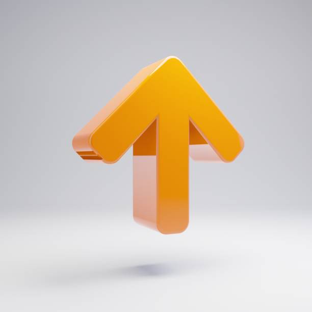 istock Volumetric glossy hot orange Arrow Up icon isolated on white background. 1165589230