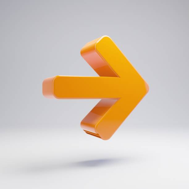 istock Volumetric glossy hot orange Arrow Right icon isolated on white background. 1165589236