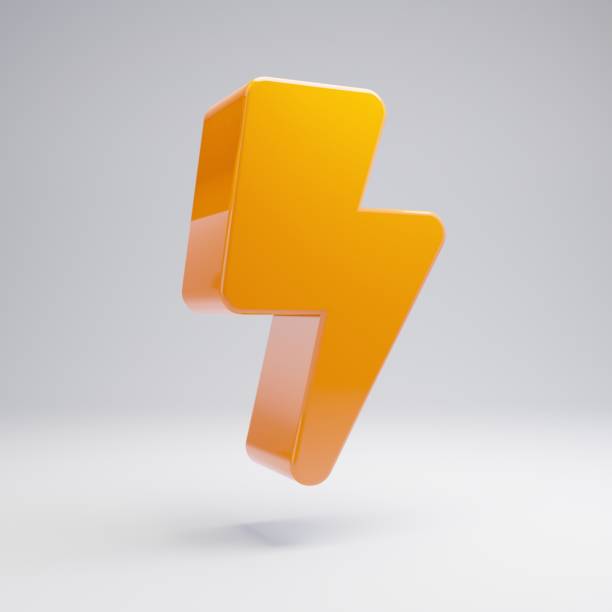 istock Volumetric glossy hot orange Bolt icon isolated on white background. 1165589352