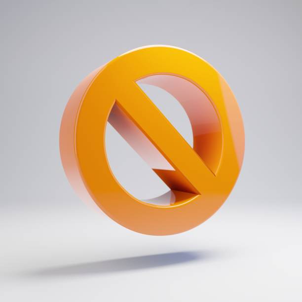 istock Volumetric glossy hot orange Ban icon isolated on white background. 1165590525