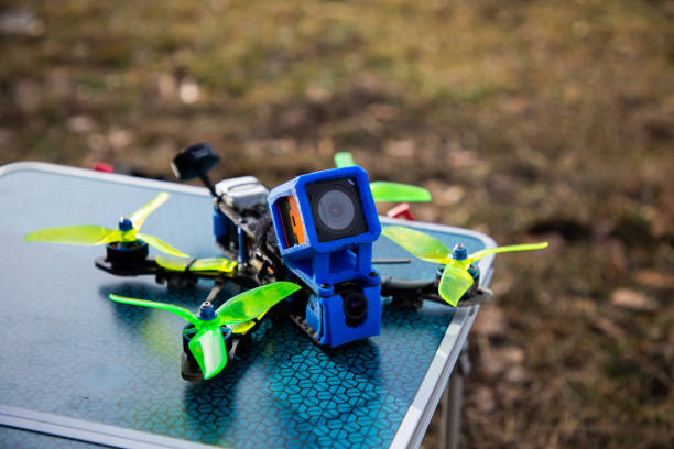 istock Close up view of a racing drone in a table with copy space 1165590531