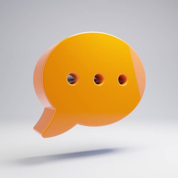 istock Volumetric glossy hot orange Comment icon isolated on white background. 1165591479