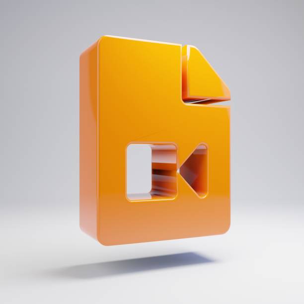 istock Volumetric glossy hot orange File Video icon isolated on white background. 1165591594