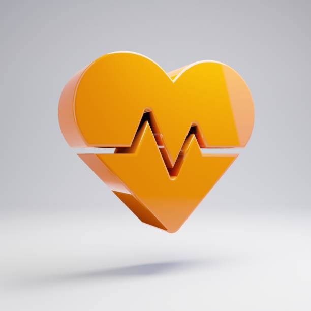istock Volumetric glossy hot orange Heart Beat icon isolated on white background. 1165592822