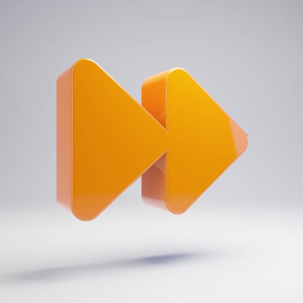 istock Volumetric glossy hot orange Forward icon isolated on white background. 1165592987