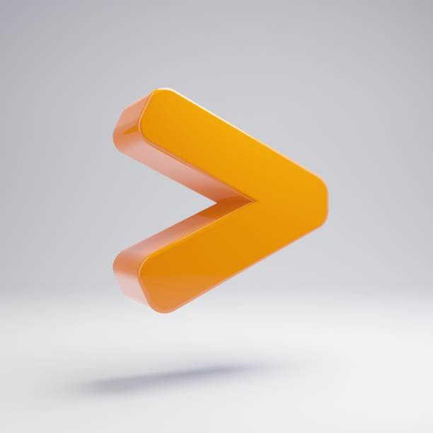 istock Volumetric glossy hot orange Greater Than icon isolated on white background. 1165593051