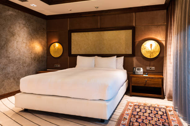 istock Interior of modern luxury bedroom. Hotel room style 1165593493