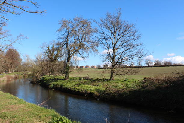 istock Lovely Scottish landscape scene with river,trees and fields during early spring 1165595440
