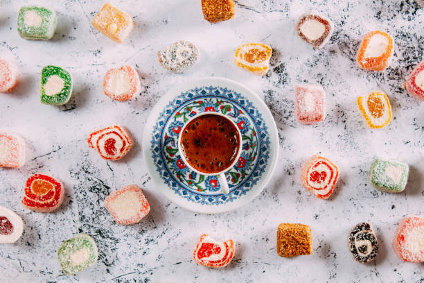 istock Top View Turkish Coffee and Delights 1165596631