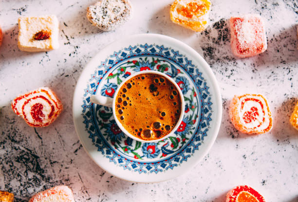Top View Turkish Coffee and Delights