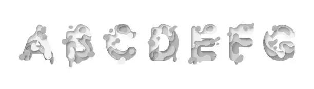 Vector illustration of Paper cut letter A, B, C, D, E, F, G.