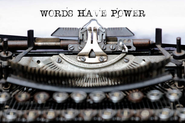 Text Words Have Power typed on retro typewriter Text Words Have Power typed on retro typewriter single word stock pictures, royalty-free photos & images