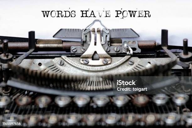 Text Words Have Power Typed On Retro Typewriter Stock Photo - Download Image Now - Single Word, Fuel and Power Generation, Strength